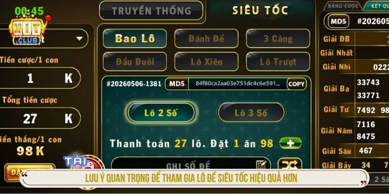 Những lưu ý khi chơi lô đề siêu tốc